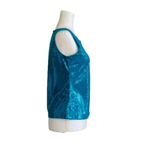 Chapter One Tank Top Blue Sequins Sparkle Knit Dressy Party Top Small NEW - Picture 4 of 11